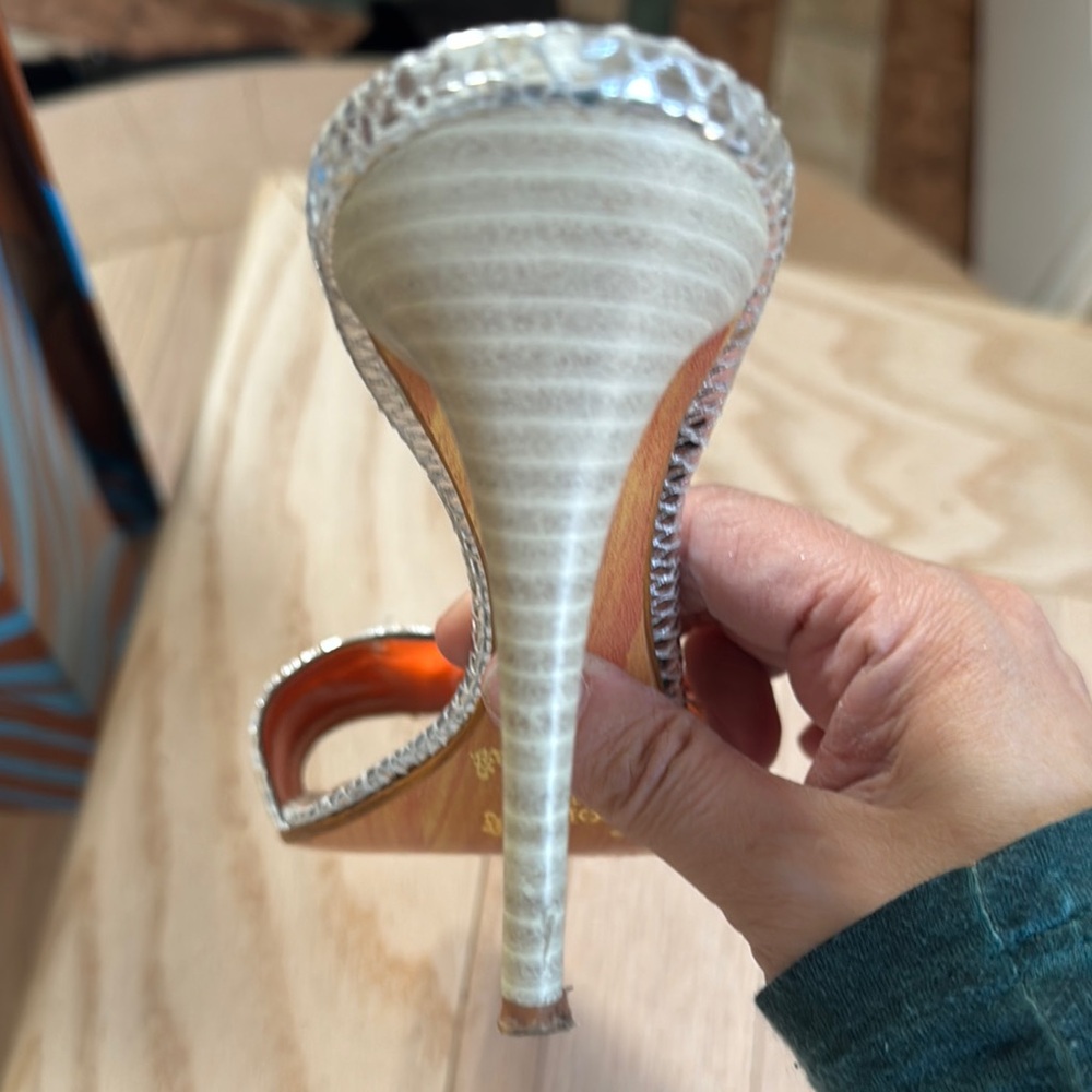Snake Silver and Gold Mules with Gem Accents - Picture 3 of 4